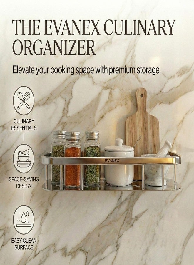 EVANEX Bathroom Storage Shelf | 12x5 Inch 304 Stainless Steel Bathroom Organizer Storage Shelves | Wall Mount Shelf | Wall Organiser Accessories Set - Image 3